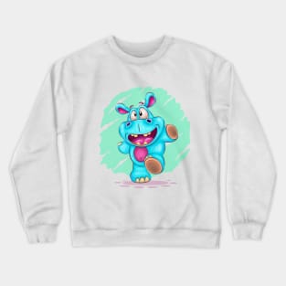 Cheerful cartoon hippo Crewneck Sweatshirt